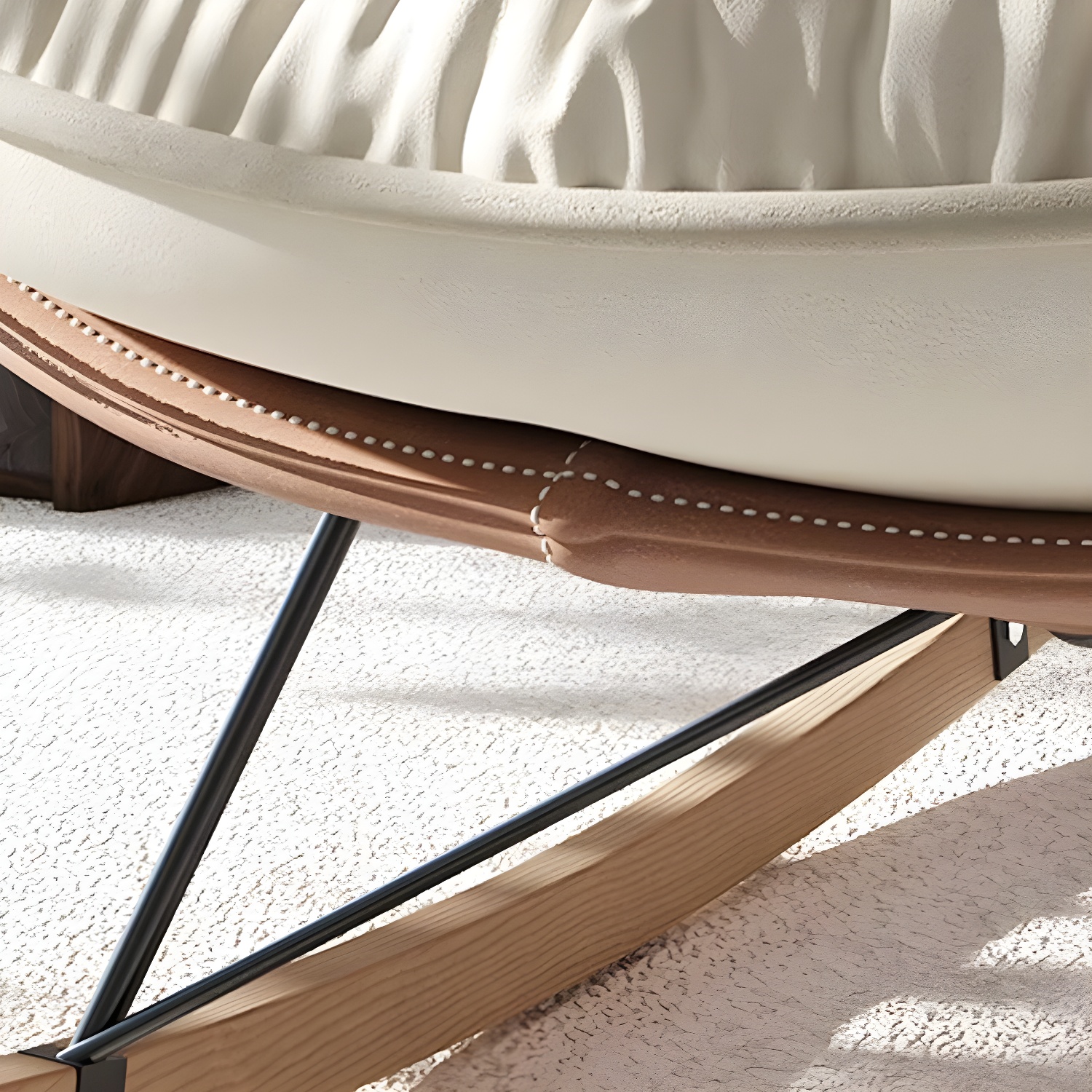Stylish and Comfortable Modern Upholstered Indoor Rocking Chair with Natural Wood Legs - image 14