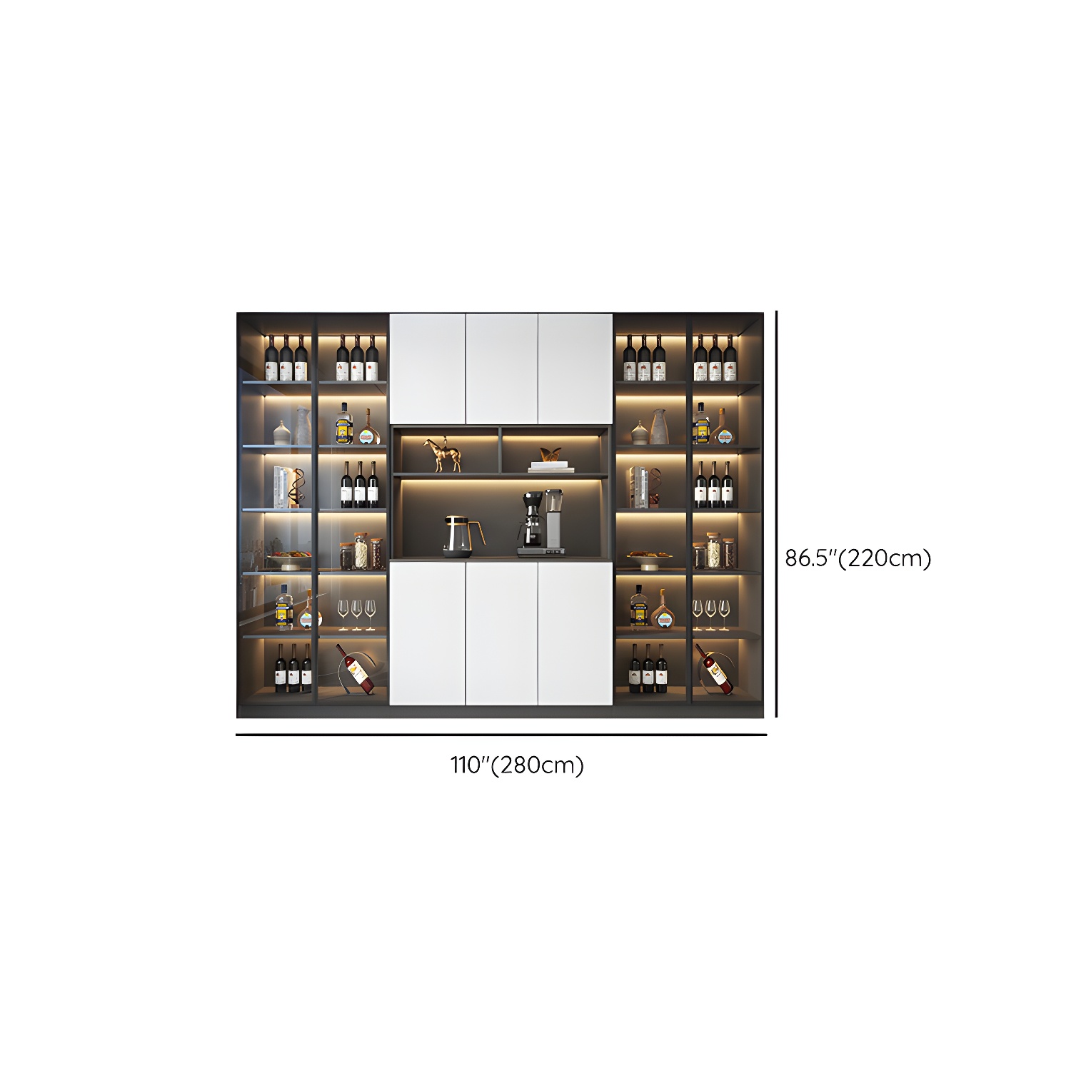 Modern Glass Adjustable Shelving Doors Wood Sideboard Cabinet with Cabinets and Drawers - image 13