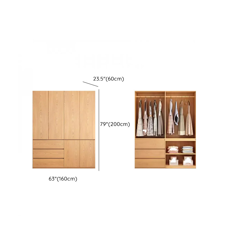 Natural Finish Unfixed Almirah Manufactured Wood Soft Close Drawer Soft Close Door Hinged - image 13