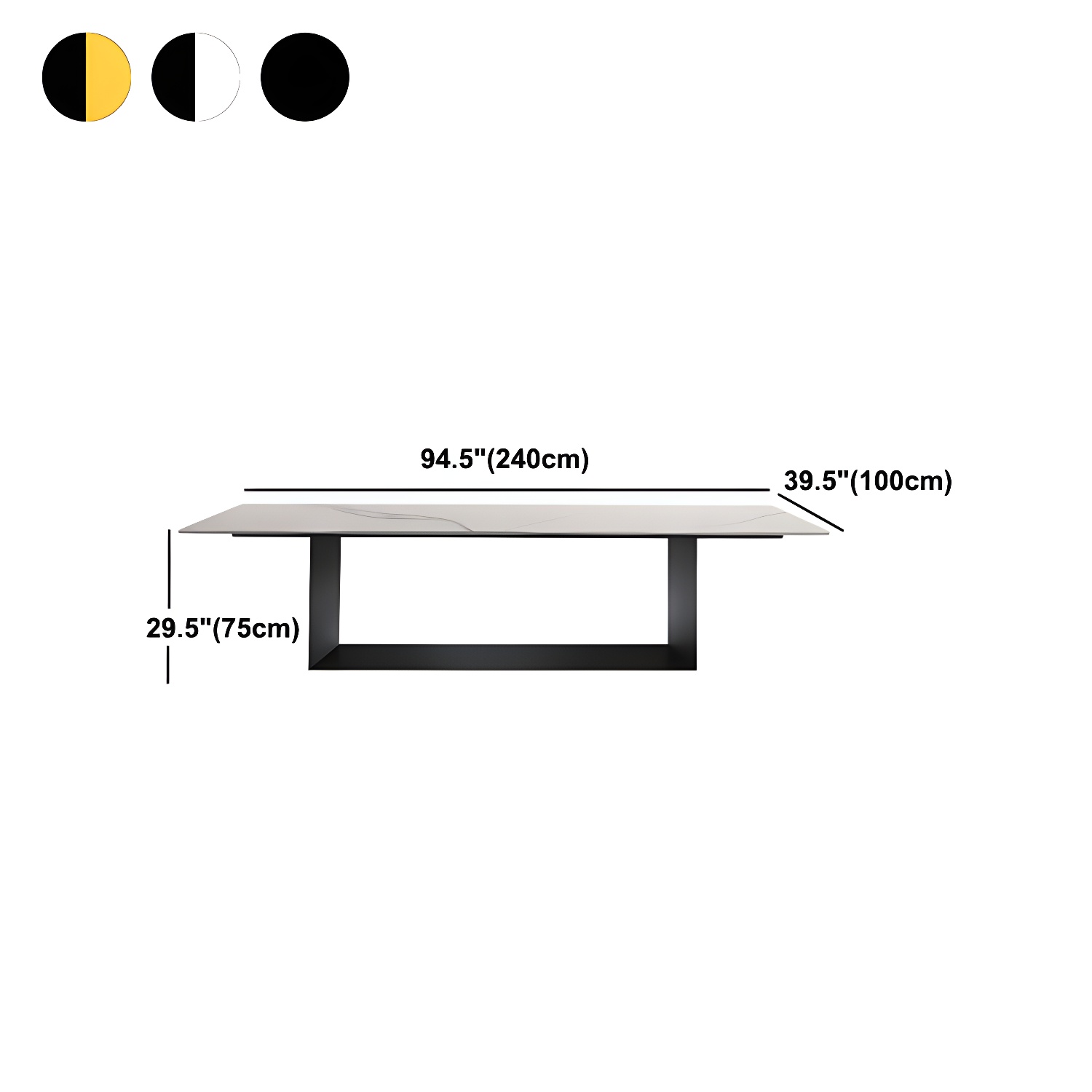 Rectangle Stone and Metal Dining table Modern Trestle Base Dining Table - image 16