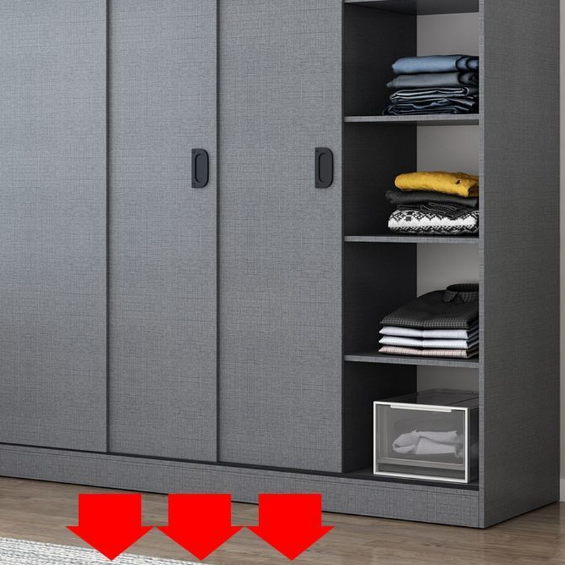Dove Grey Modern Timber Wardrobe with Self-supporting Design, Soft Close Features, and Clothing Rod - image 3