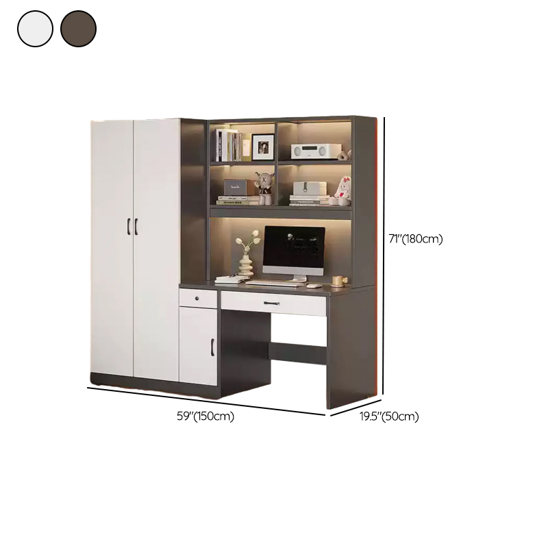 Art Deco Composite Wood Wardrobe Armoire with Flexible Shelf, Soft Close Drawer and Door, Clothing Rod Included - image 13