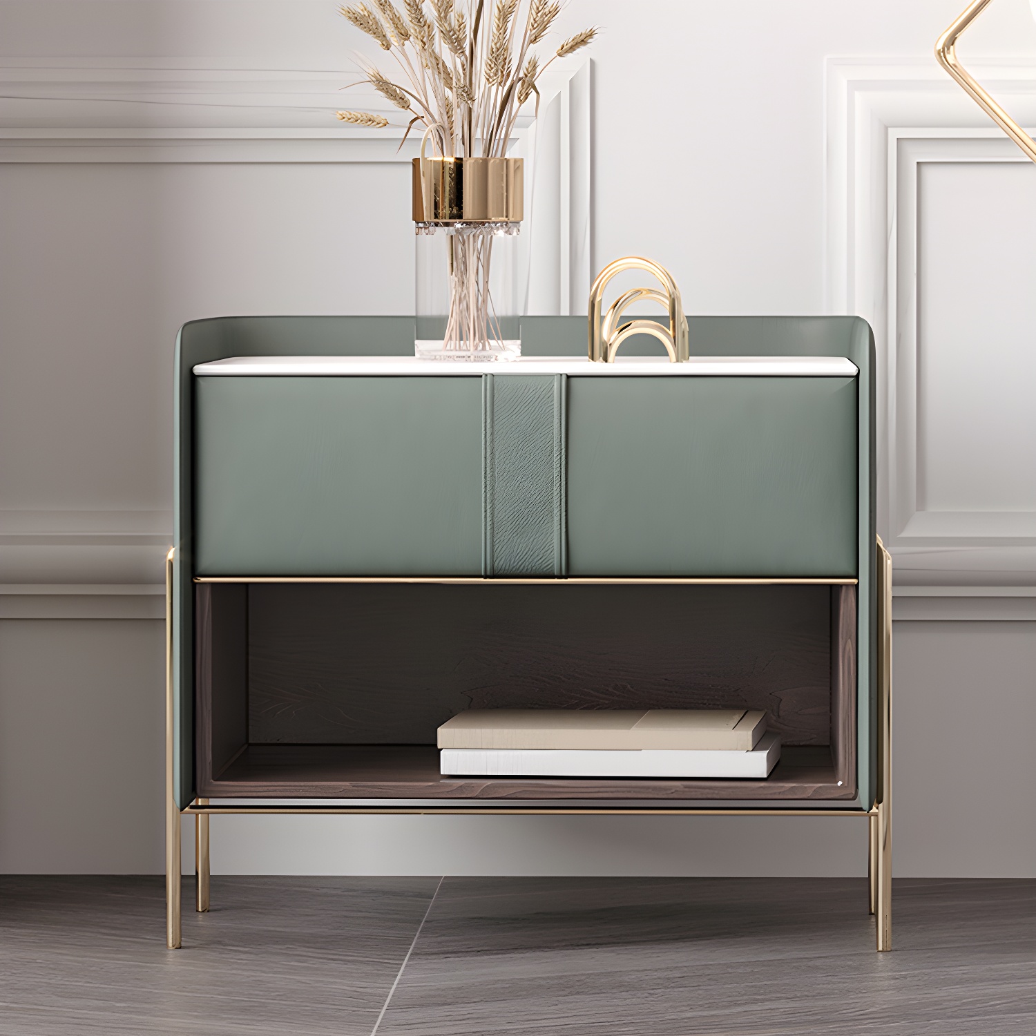 1-Drawer 1-Shelf Accent Table Nightstand 20.47" Tall Stone Nightstand - image 6