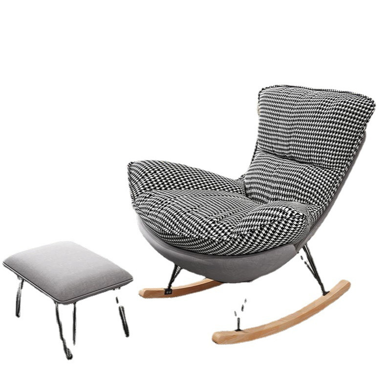 Modern Water Proof Cerulean/Dove Grey/Olive Green Upholstered Living Room Rocking Chair with Upholstered Footstool - image 4