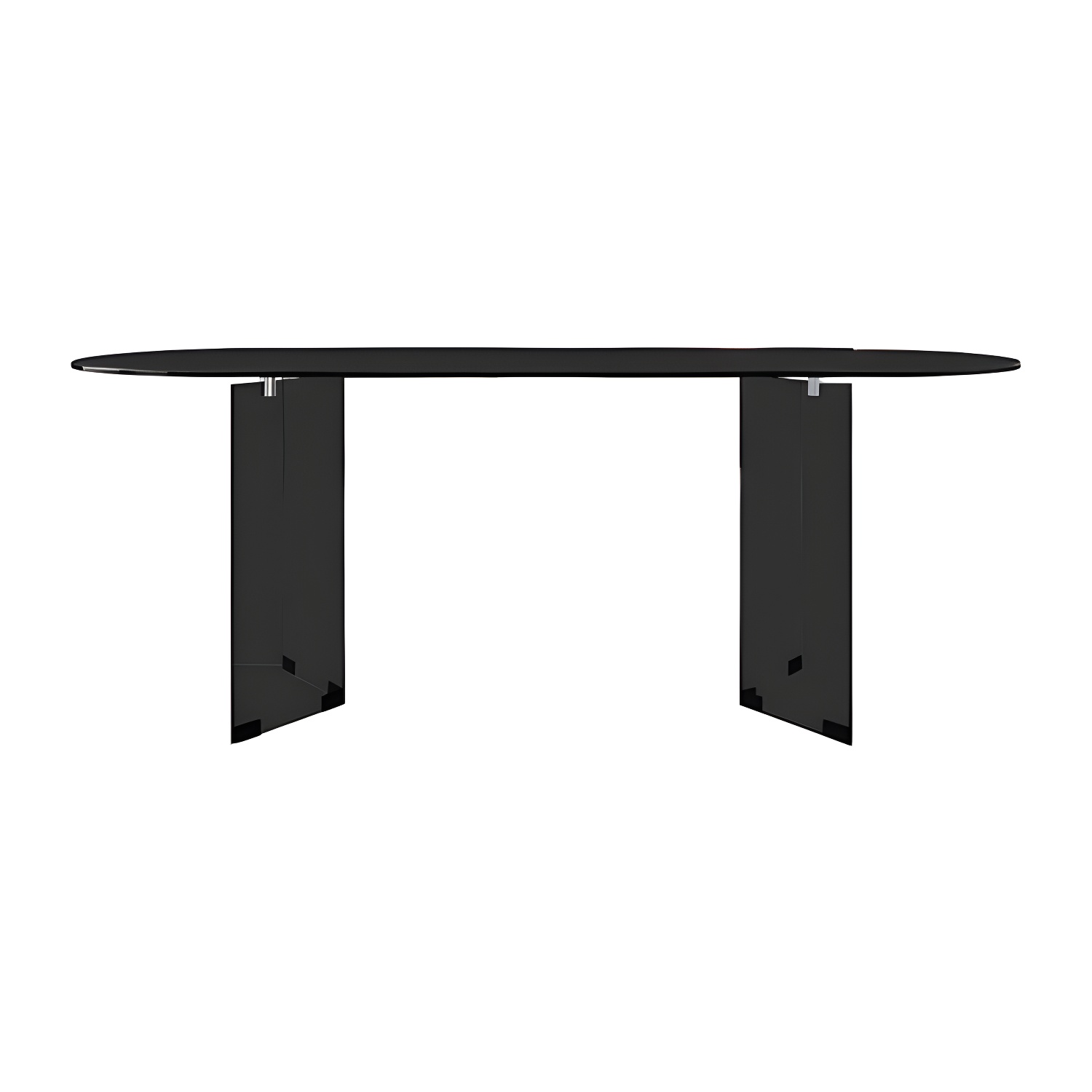 Glass Contemporary Oval Dining Table Clear Glass Top Table with Double Pedestal