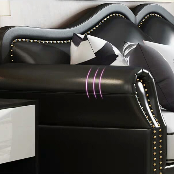 Glam Eco-Leather Flared Arm Sectional Sofa in Large Size with Nailhead Trim - image 13