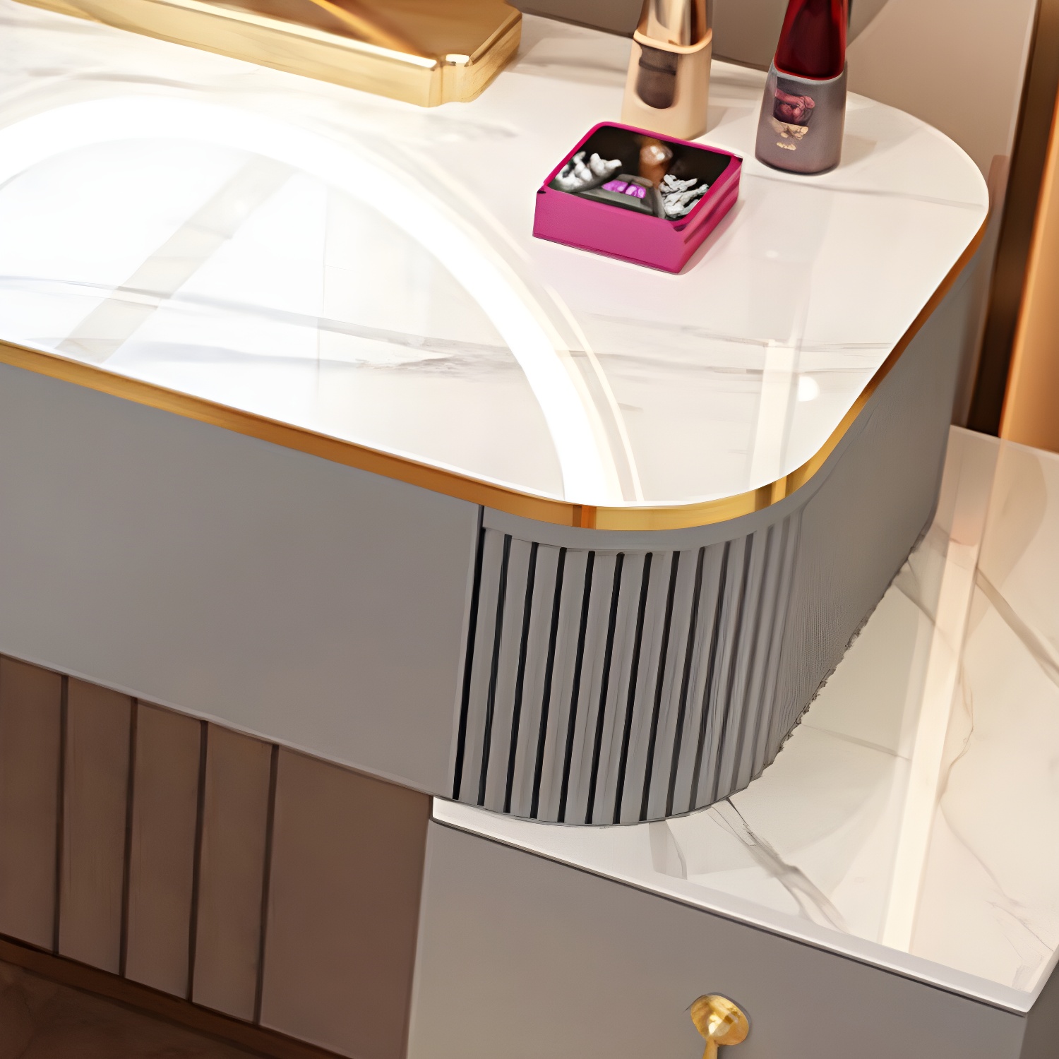 Removable Makeup Counter Bedroom Vanity Dressing Table with Lighted Mirror - image 11