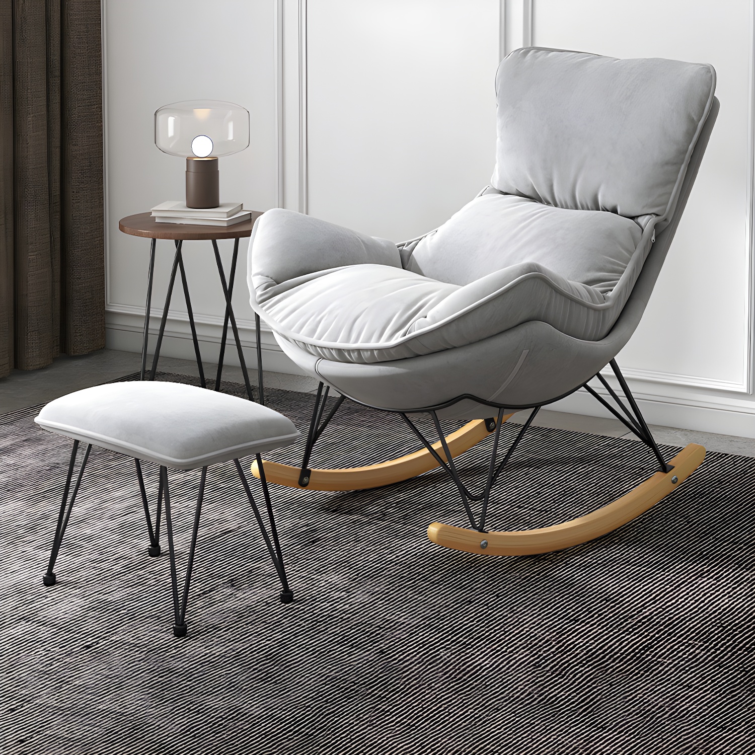Solid Wood Rocking Chair Contemporary Rocker Chair with Padded Seat - image 18