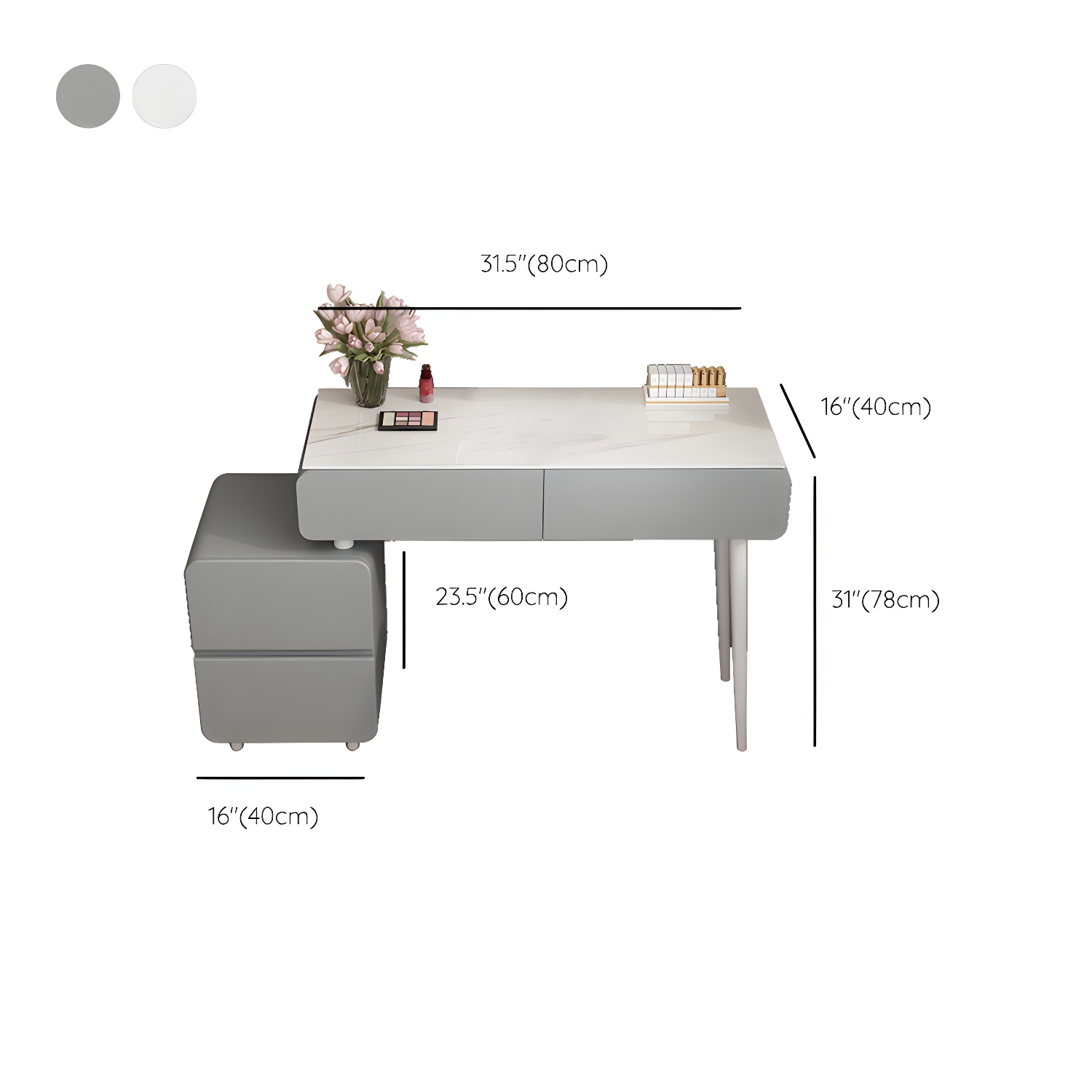 Modern Slate and Wooden Vanity Dressing Table Set with 4 Drawers - image 13
