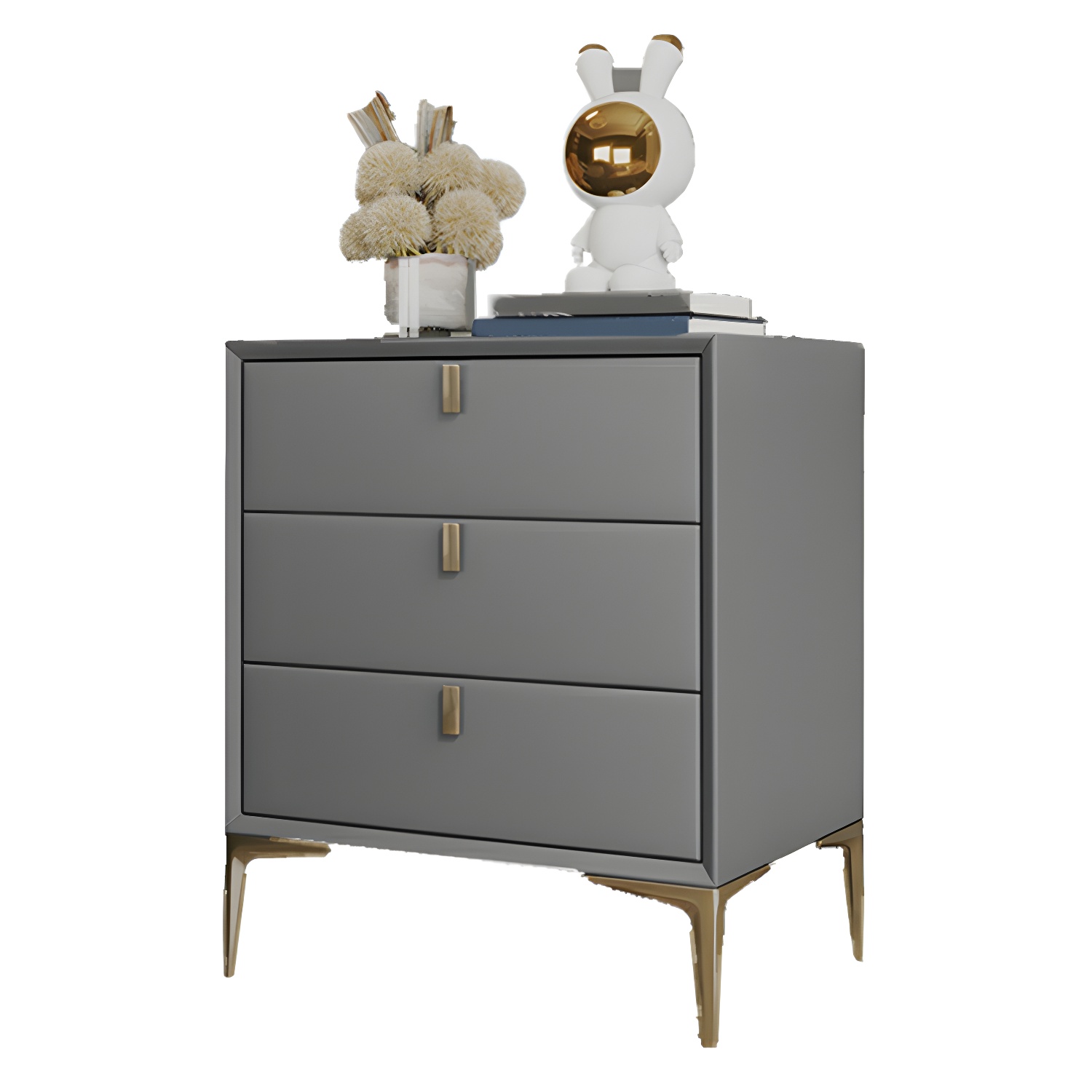 Glam Style Solid Wood 3-Drawer Nightstand with Legs for Bedroom - image 14