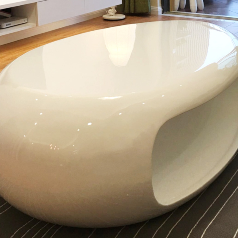 Simple Ink Oval/Rounded Hardened Glass Single Accent Table with Container & Abstract Base - image 14
