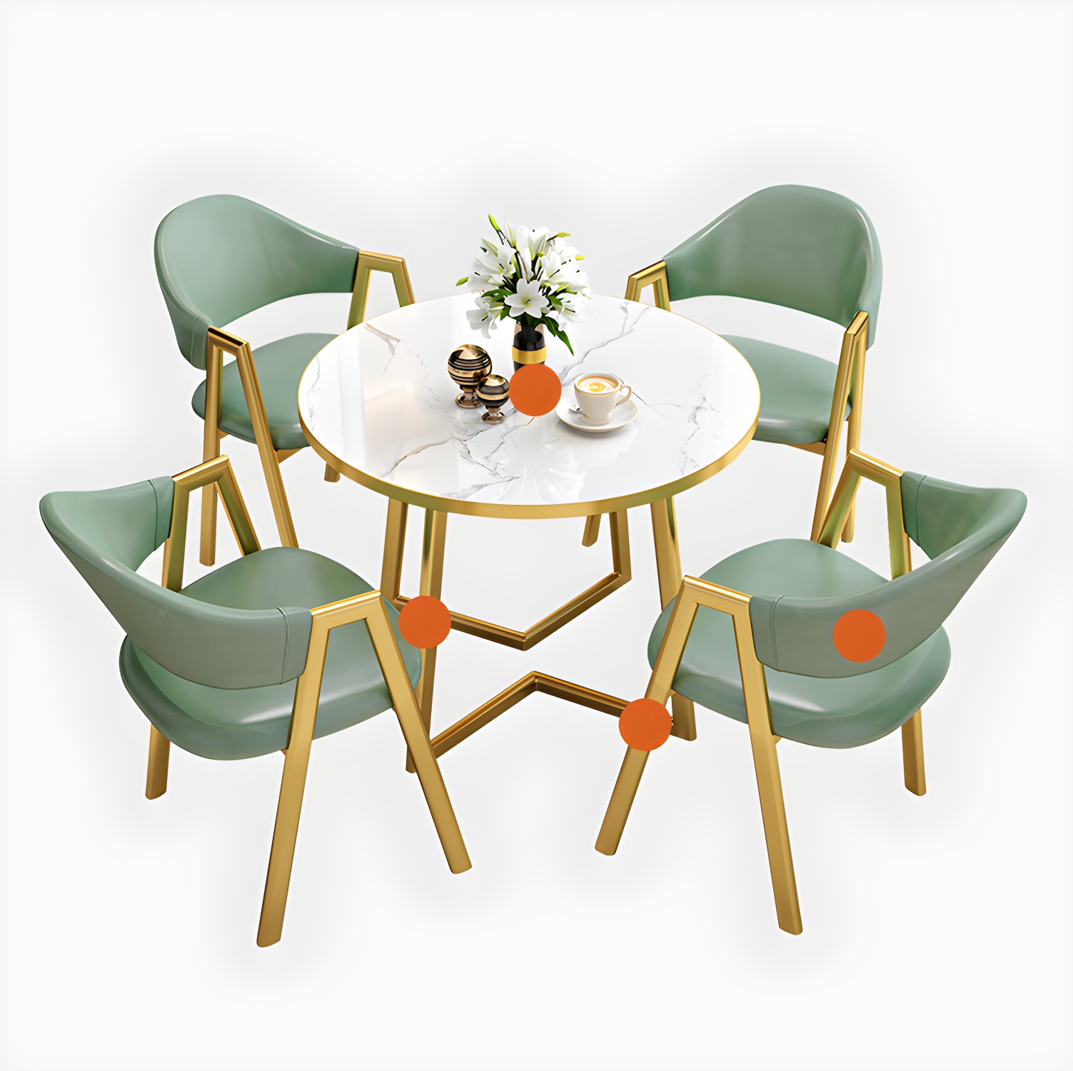 Round Standard Laminated Faux Marble Dining Set with Gold Metallic Legs for Dining Furniture - image 8