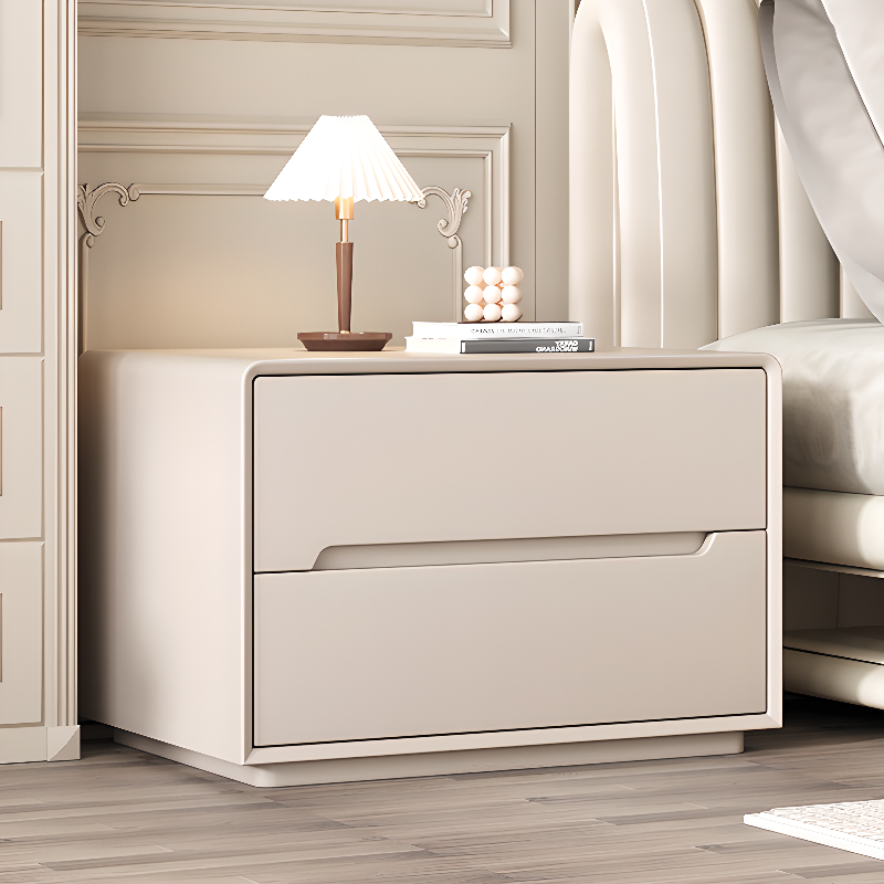 Trendy Drawer Storage Bedside Table with 2 Drawers and Vinyl Leather Countertop - image 6