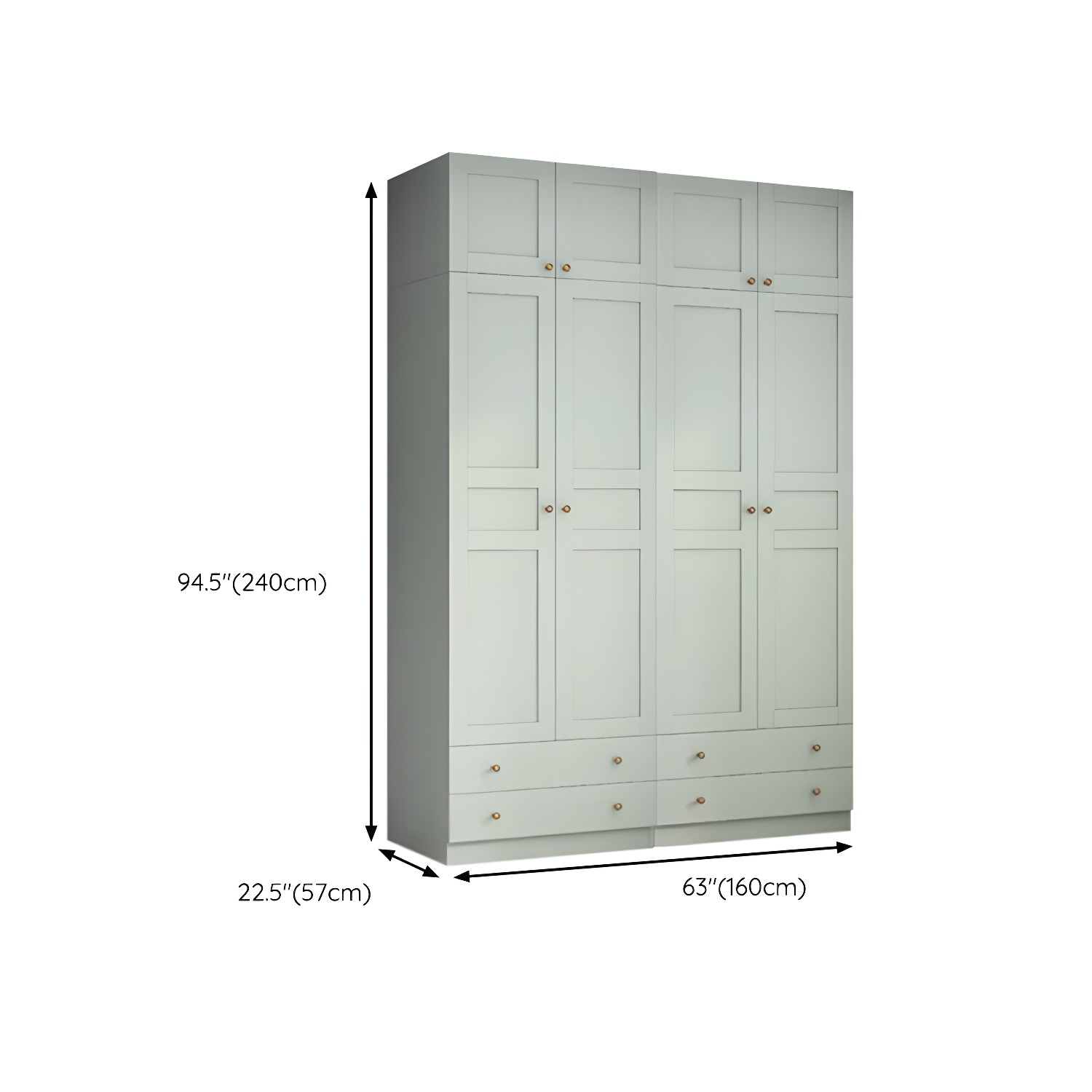 Modern Green Wood Wardrobe Armoire with Soft-Close Drawers & Clothing Rod - image 16