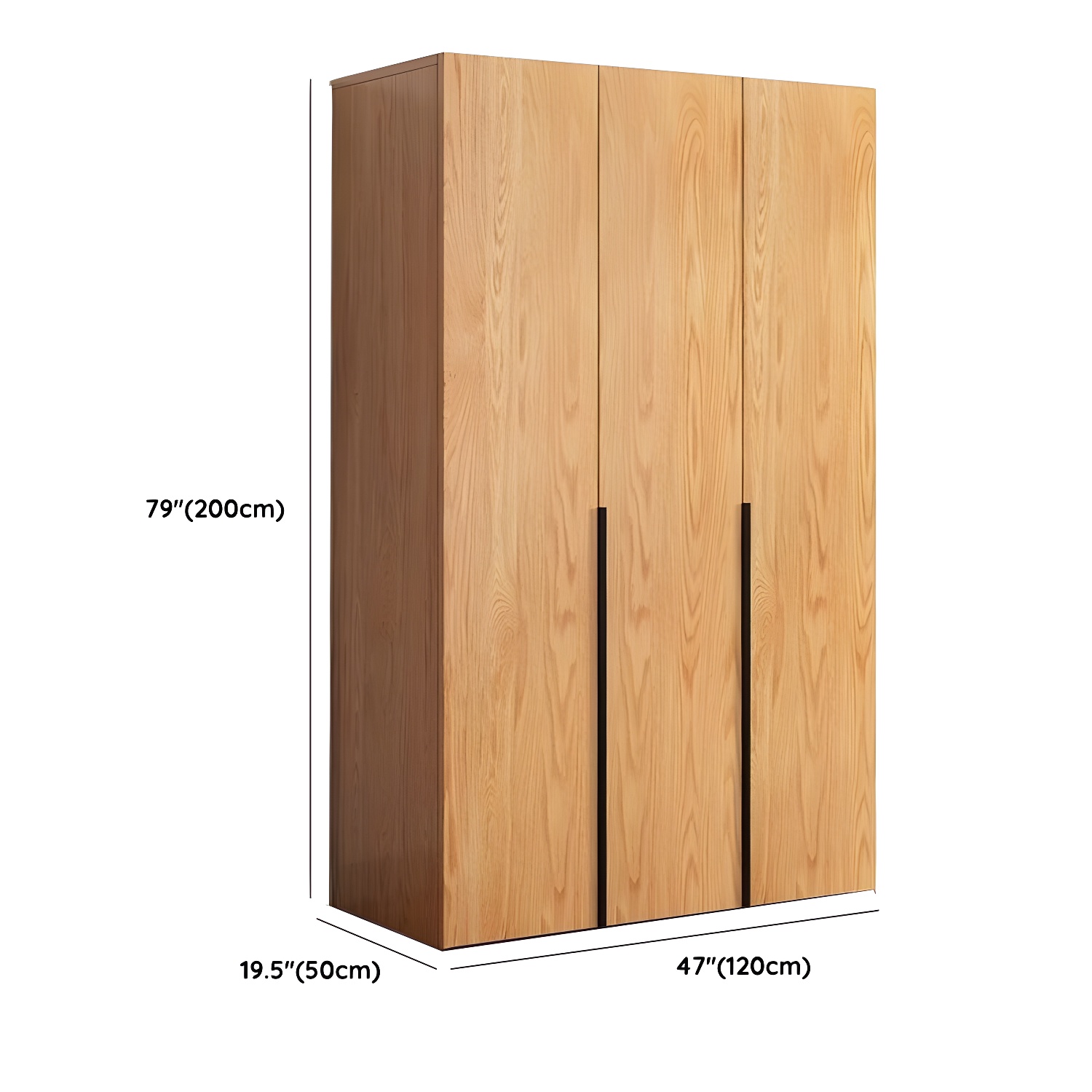 Modern Natural Wood Pine Armoire with Clothing Rod & Shelves - image 10