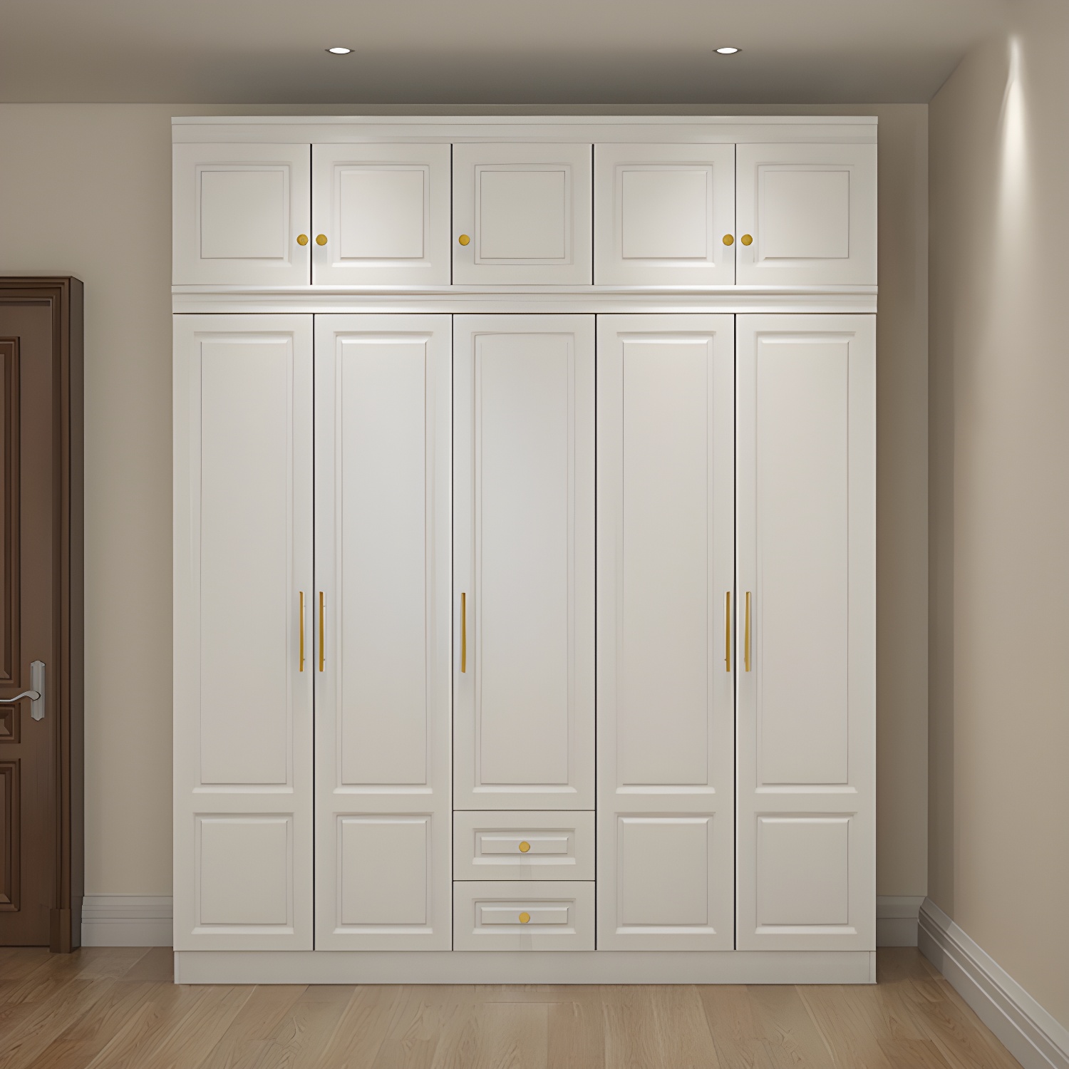 Manufactured Wood White Wardrobe for Home Modern Cabinet with Drawers - image 14