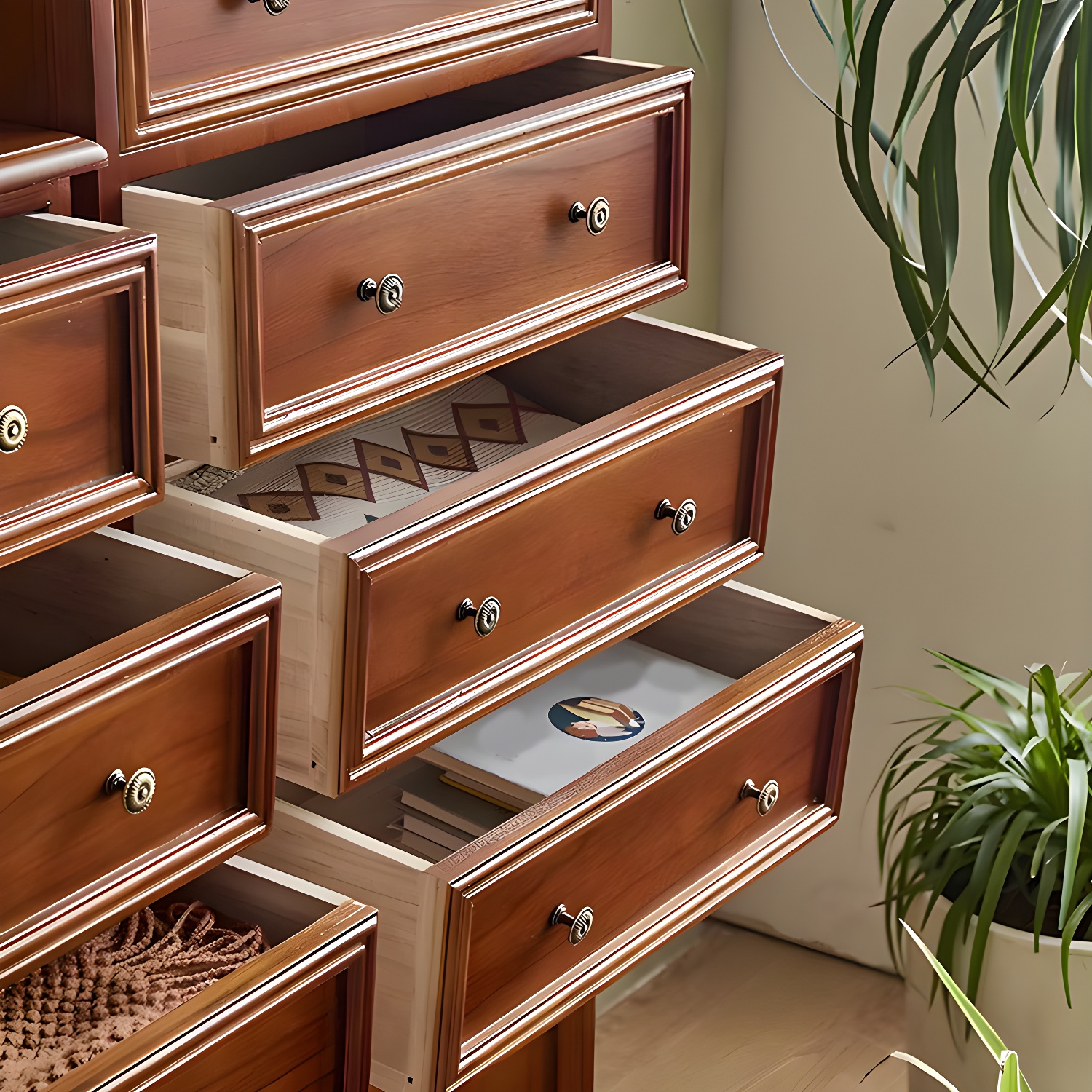 Mid-Century Modern Rectangular Wood Accent Cabinet with 1 Cabinet and Drawers - image 16