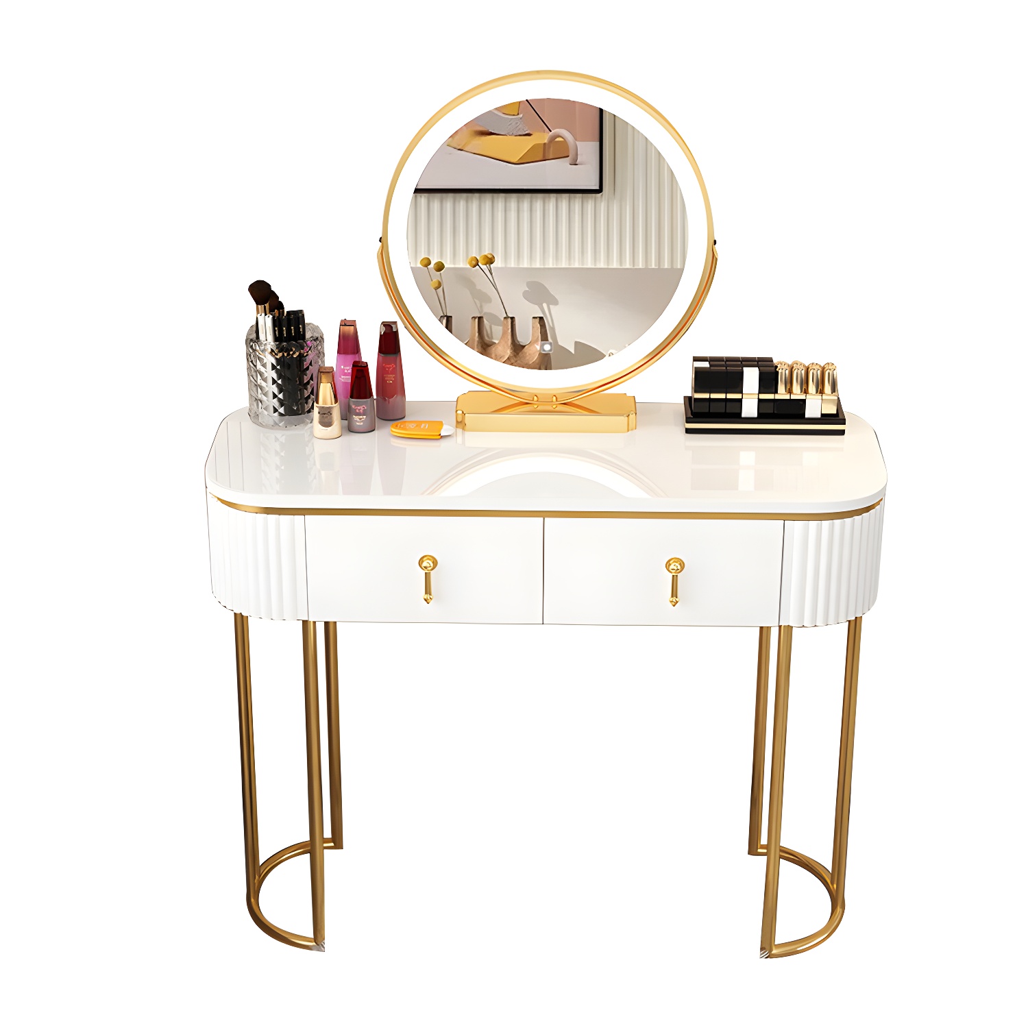 Removable Makeup Counter Lighted Mirror Vanity Dressing Table with Drawer - image 15
