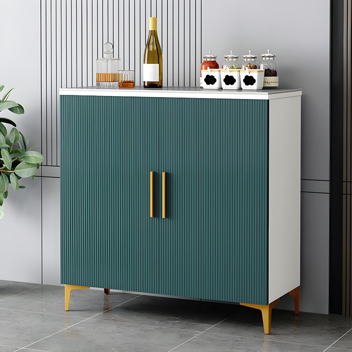 Wood Sideboard/Credenza 35 Inches Wide Glam Style, No Drawers, 2-Door Cabinet - image 2