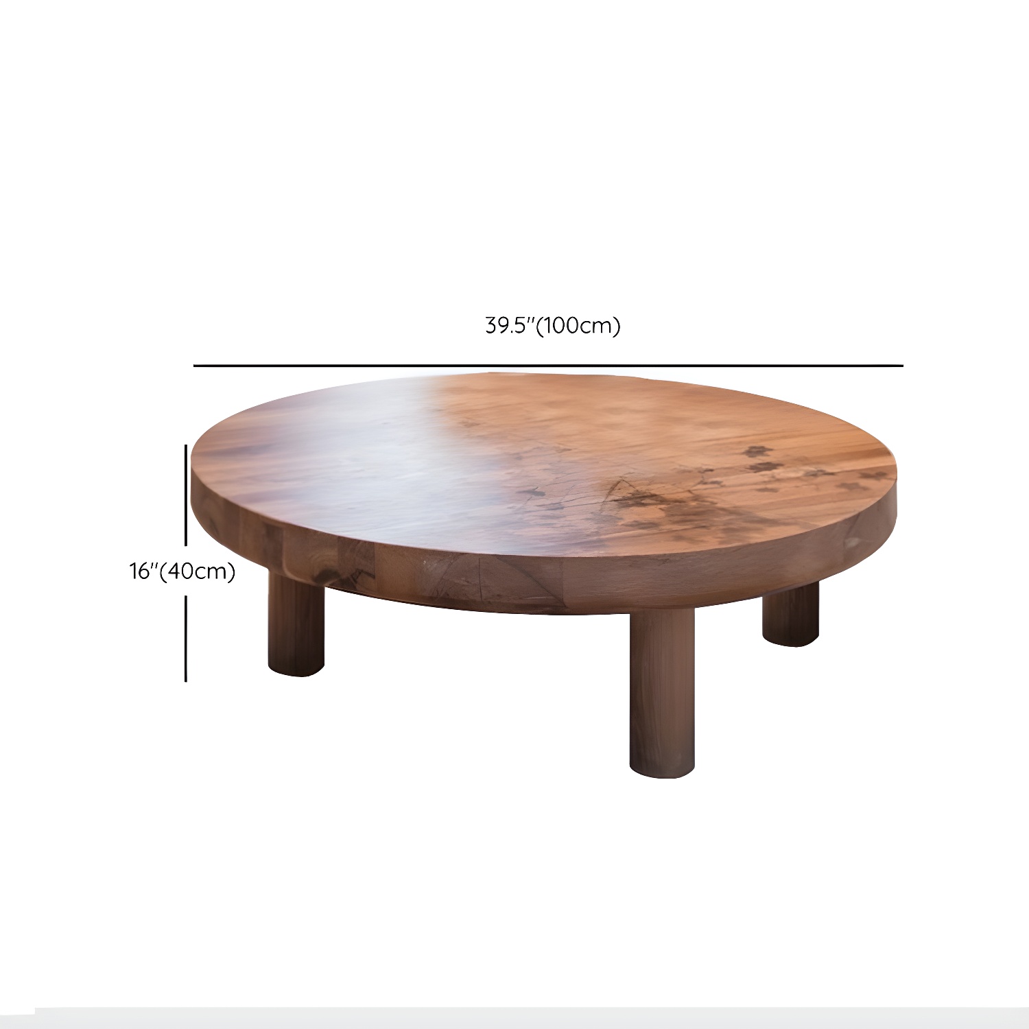 3 Legs 1 Single Coffee Table Solid Wood Brown Cocktail Table - image 11