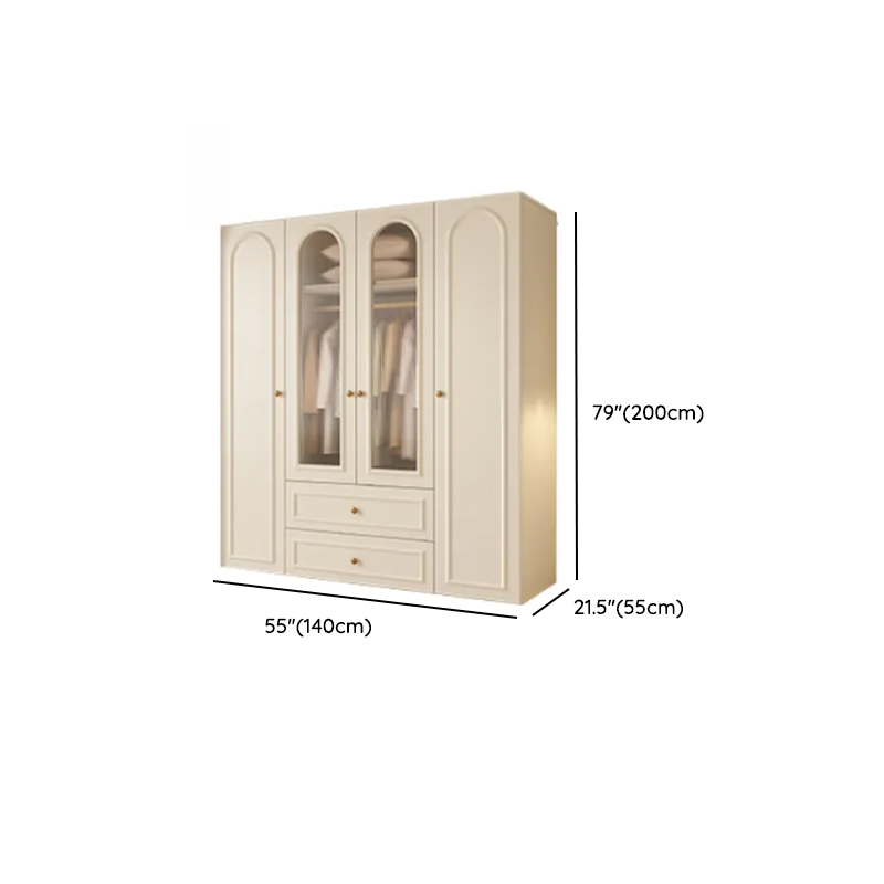 Chalk Modish Natural Wood Wardrobe Closet with Soft Close Drawer, Soft Close Door, Interior Shelves, and Clothing Rod - image 8