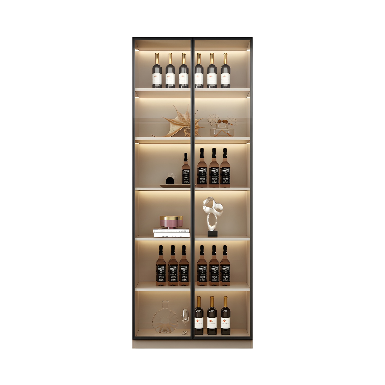 Contemporary Champagne Engineered Wood Shelves Included Sideboard with Doors - image 9