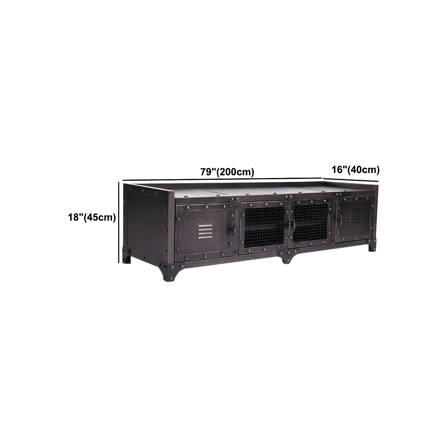 17.72"H TV Stand Enclosed Storage Industrial Style TV Console with 4 Doors - image 12