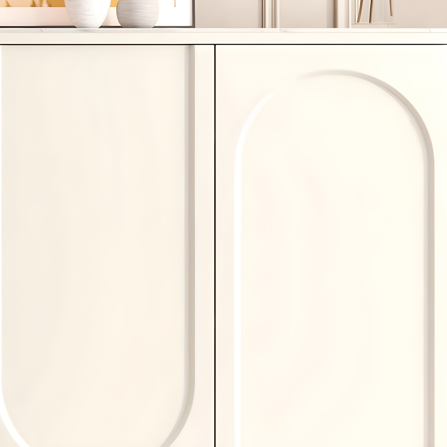 Scandinavian Wood Sideboard Cabinet with Stone Countertop, Adjustable Shelves - image 9