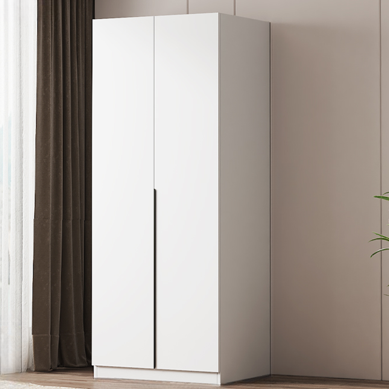 Modish Wooden Independent Armoire Cabinet with Interior Shelves and Clothing Rod