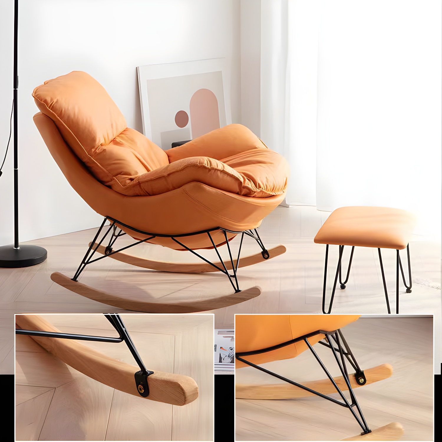 Modern Single Lazy Rocking Chair Indoor Sofa Rocking Chair with Cushion - image 15