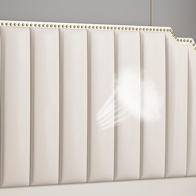 Modern Wood Panel Headboard Upholstered Sponge Fully in Lavish Gray Colors with Elegant Legs - image 11