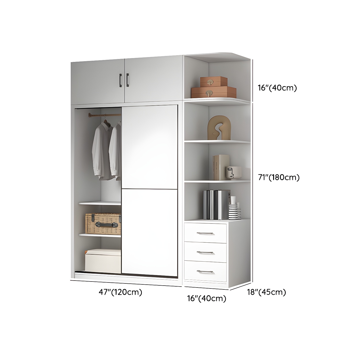 White Fashionable Solid Wood Armoires & Wardrobes Natural Wood - image 9