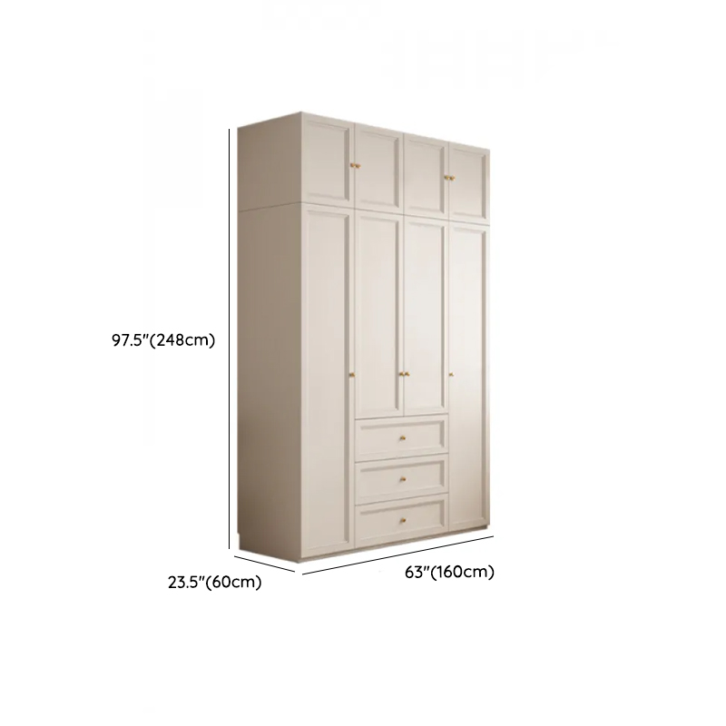 White Minimalist Laminate Wardrobe Closet with 3-Drawer, Soft Close Door, Interior Shelves, and Clothing Rod - image 15