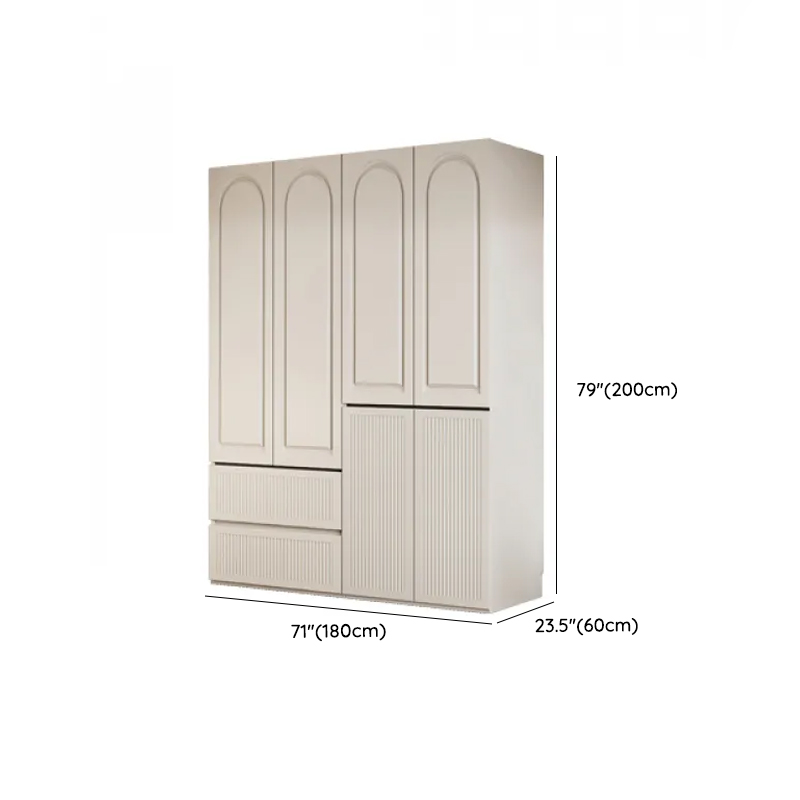 White Minimalist Pine Wood Wardrobe Closet with Soft Close Drawer, Soft Close Door, Interior Shelves, and Clothing Rod - image 11