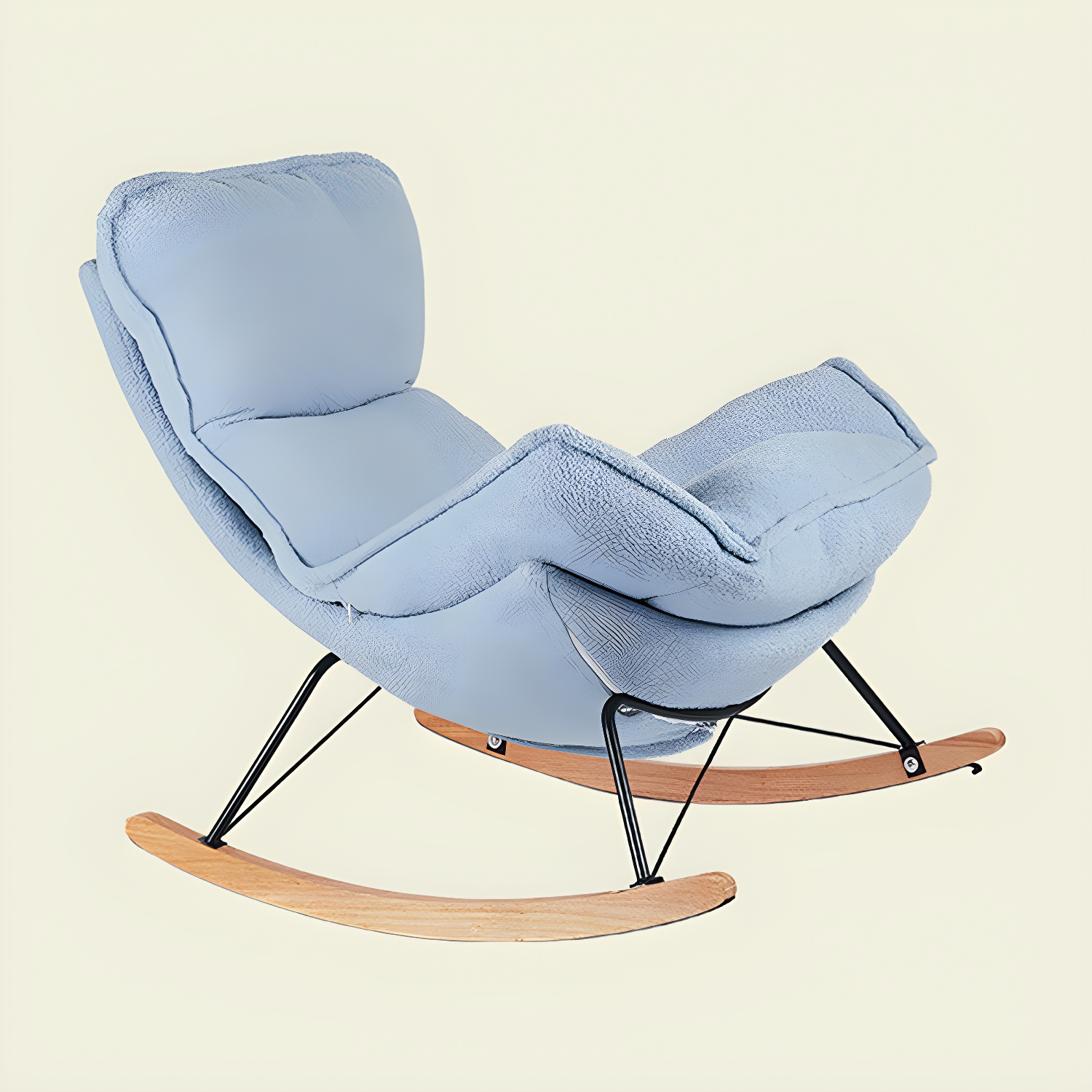 Contemporary Rocking Chair Fabric Upholstered Tufted Wing Chair Back Baby Rocking Chair - image 13