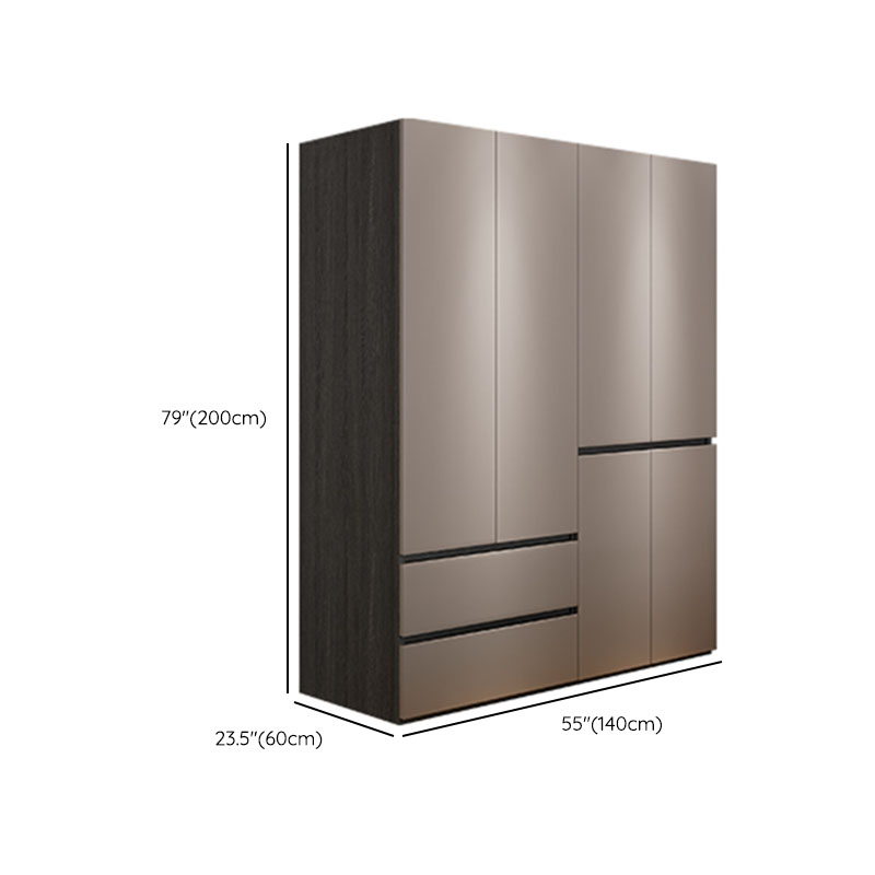 Sand Modern Manufactured Wood Wardrobe with Soft Close Drawer, Soft Close Door, Interior Shelves, and Hanging Rod - image 8