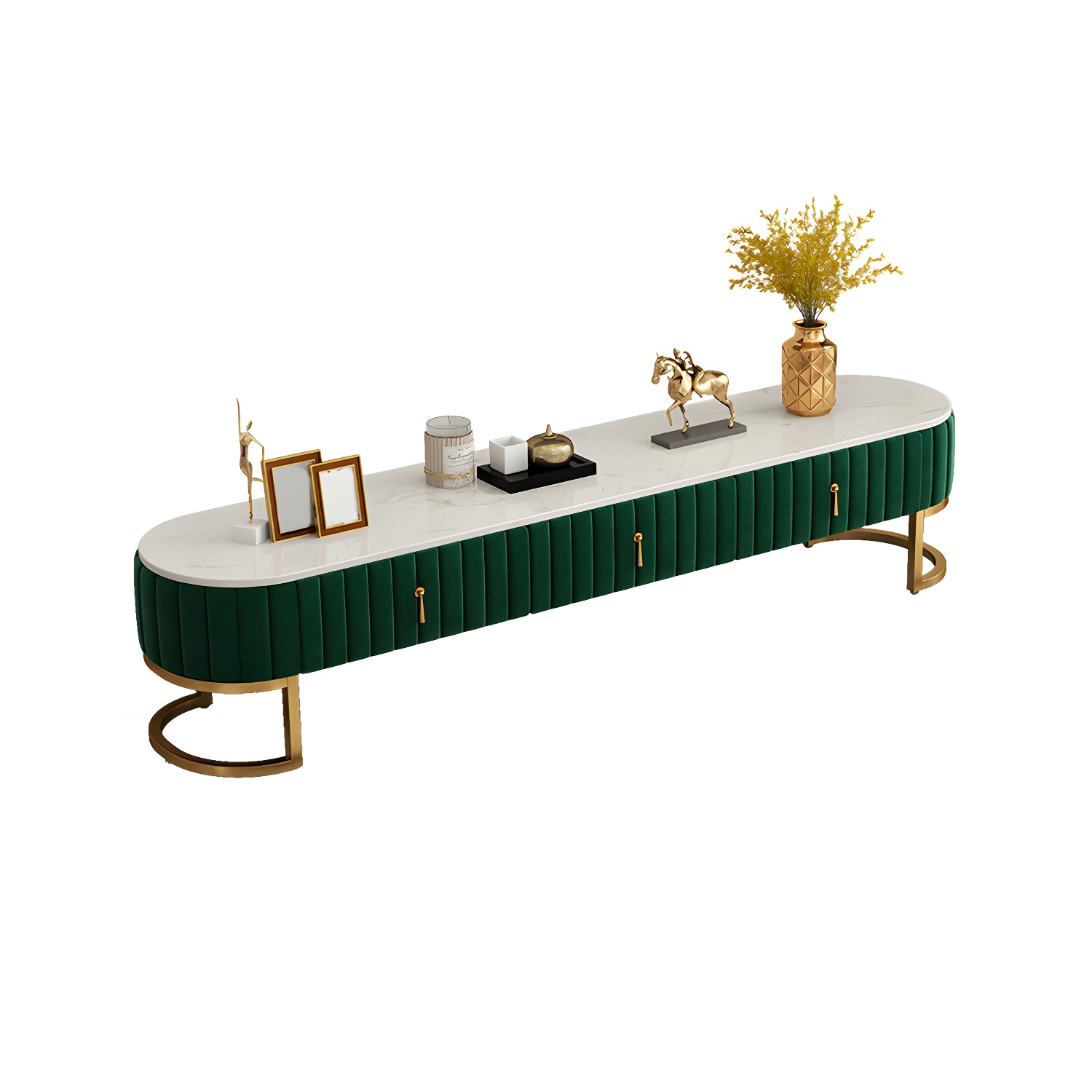 Glam Marble TV Media Stand 16" W Enclosed Storage TV Stand Console with Drawers - image 5