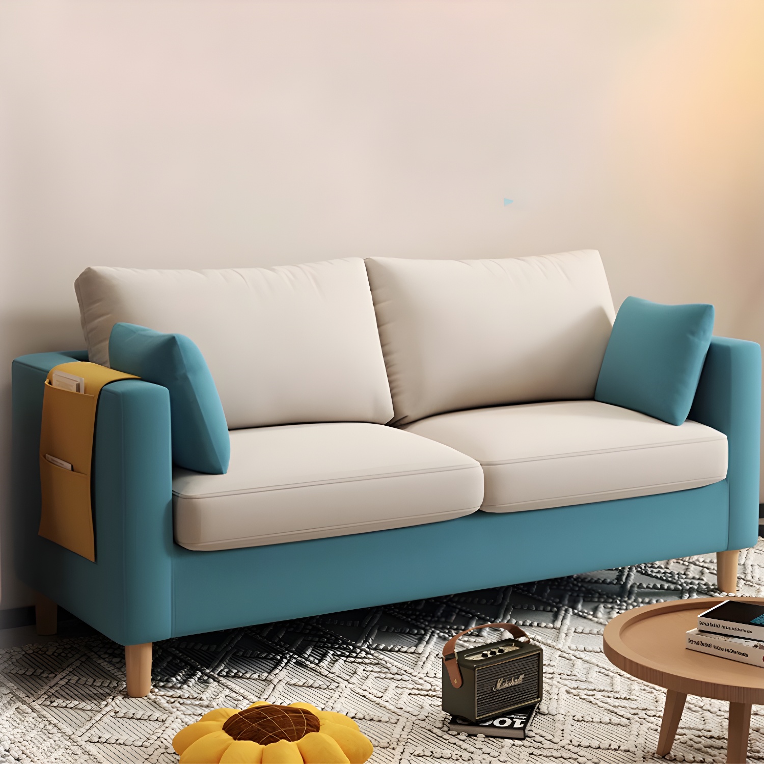 Contemporary Square Arm Loveseat with Machine Washable Cover and Pillows - image 18