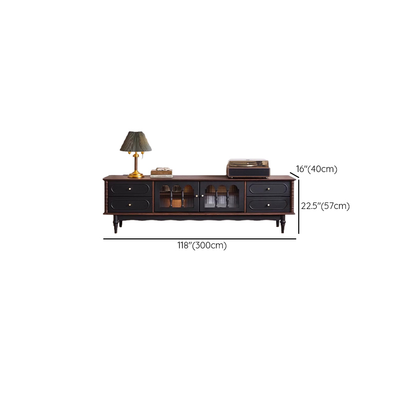 Pecan Art Deco Natural Wood TV Stand with 4 Drawers, Locker, Cable Management, and Adjustable Shelving - image 13