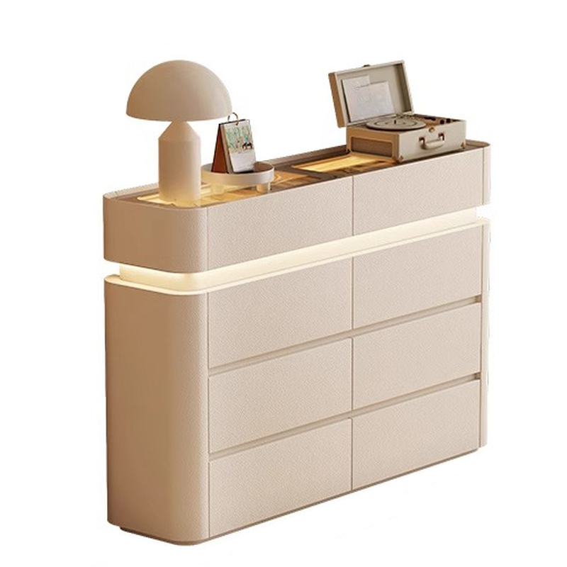 Simplistic Hardwood Double Dresser with 8 Horizontal Drawers and LED Lights - image 2