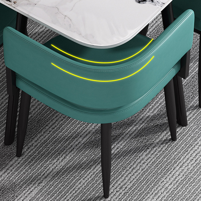 Circular Dining Table Set with a Slate Tabletop in White/Gray/Coal, Back and Cushion Chair for Dining Table for 4 in a Simple Style - image 18