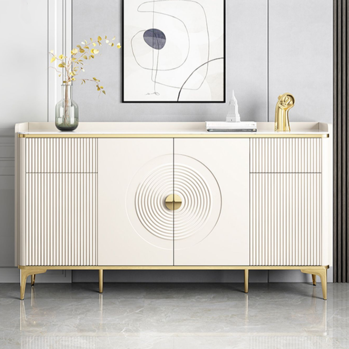 Art Deco Ground Sideboard/Server, Independent with Kitchen Tool Storage and Counter Slab - image 3