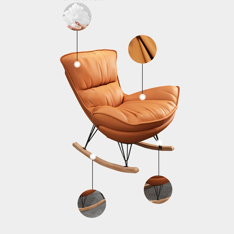 Natural Wood Armless Upholstered No Scratch or Stain Resistance Indoor Rocking Chair - image 16