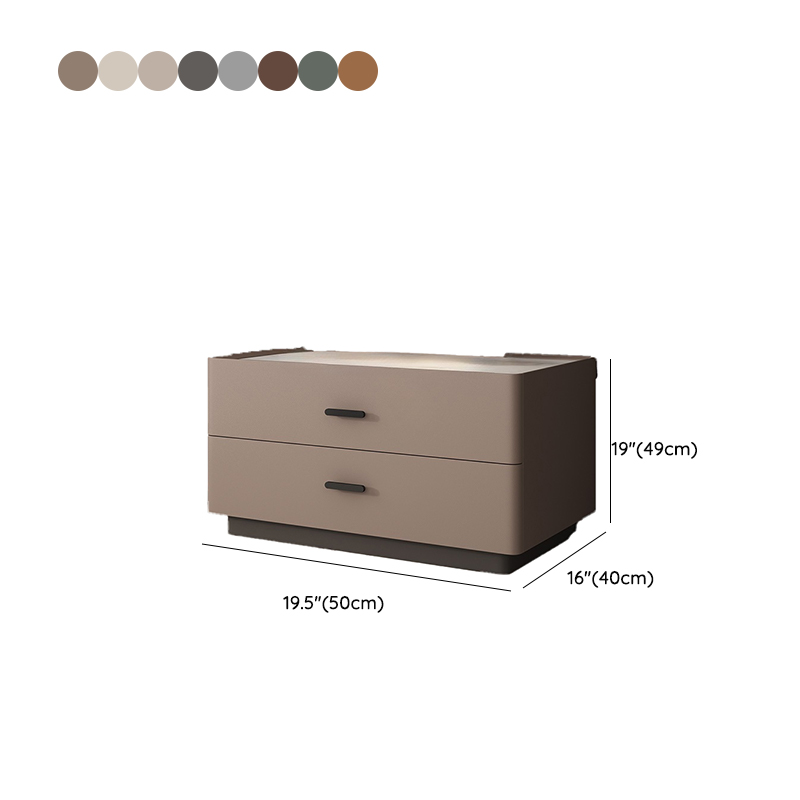 Elegant Two-Drawer Faux Leather Nightstand with Stone Countertop in Low Height for Modern Homes - image 21
