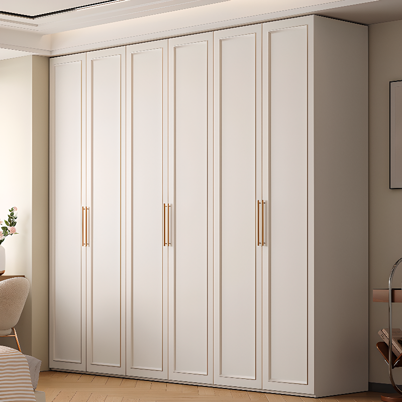White Casual Wood Independent Armoire Cabinet with Compartments, Soft Close Door, and Interior Shelves