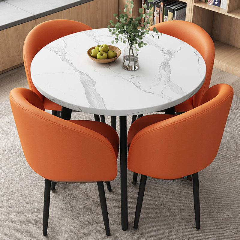Circular Manufactured Wood Dining Table Set with Upholstered Back, Padded Chair, Arms, Seats 4 - image 13