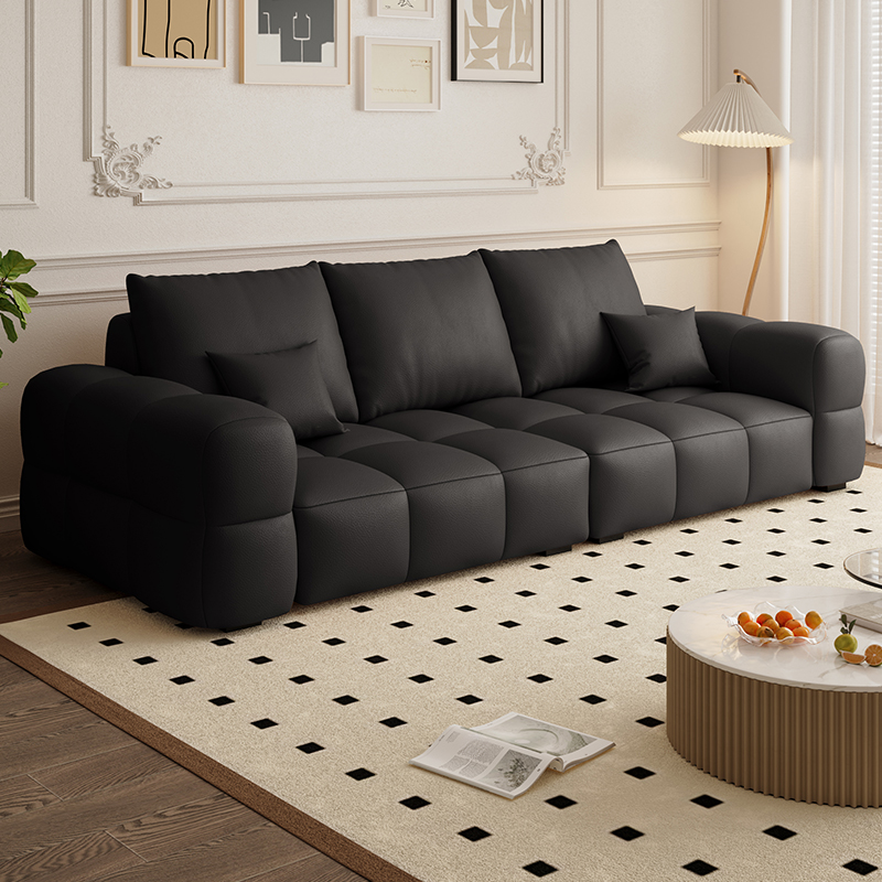 Contemporary Solid Color Tear Resistant Standard Sofa in Light Gray/Ivory/Coffee for 5/4 with 2 Pillows