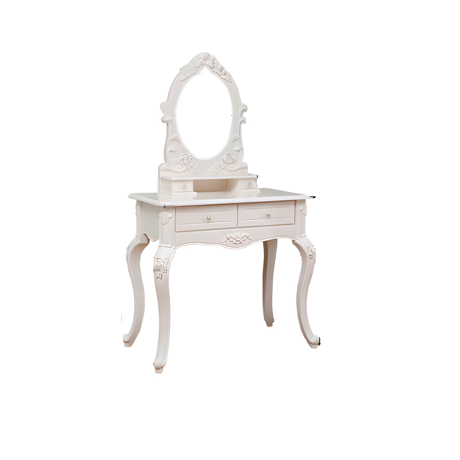 Victorian Bedroom With Drawer Mirror Solid Wood Makeup Vanity Set - image 14