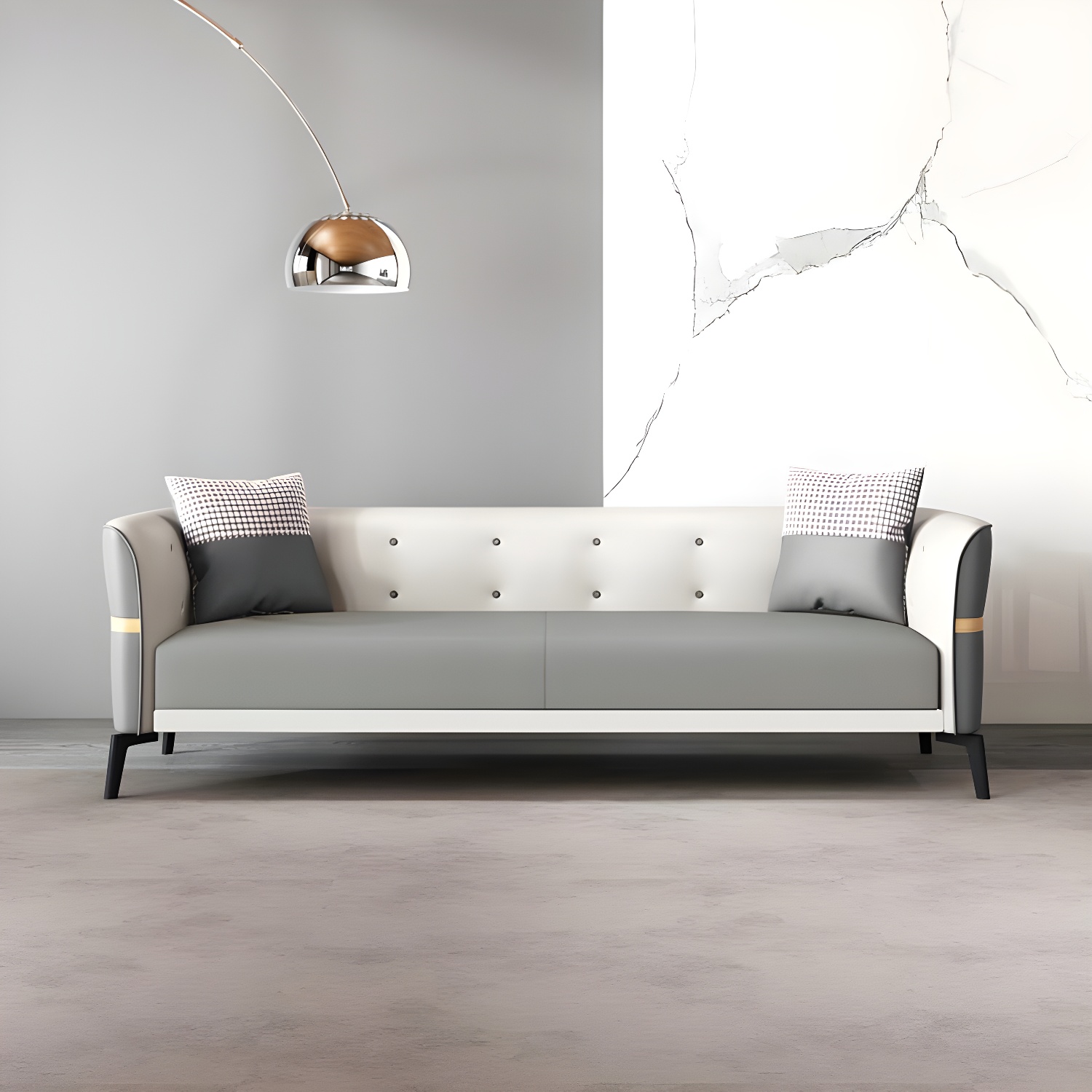 Modern Square Arm Standard Sofa Metal Legs Settee for Living Room - image 6