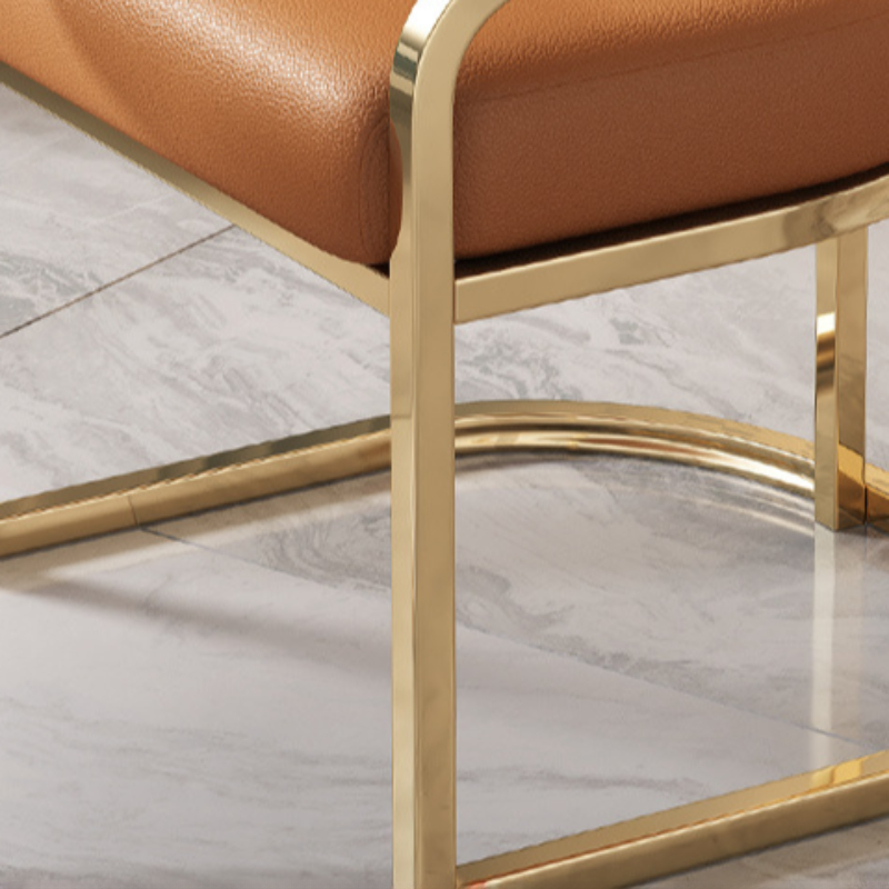Minimalist Arm Chair with Cushioned Seat, Arms, Metallic Metal Legs, and Low Back - image 19